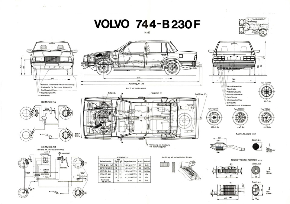 Чертеж вольво 850