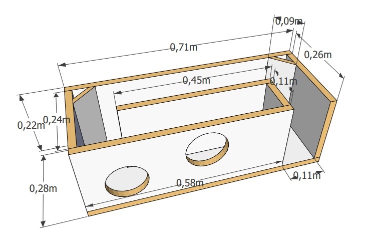 Короб для сабвуфера 8 дюймов чертеж
