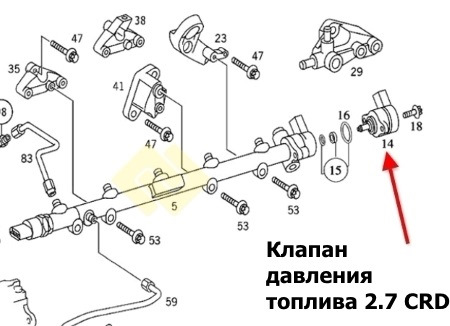 Где находится клапан регулировки давления топлива Замена регулятора давления топливной рампы. - Jeep Grand Cherokee (WJ), 2,7 л, 2