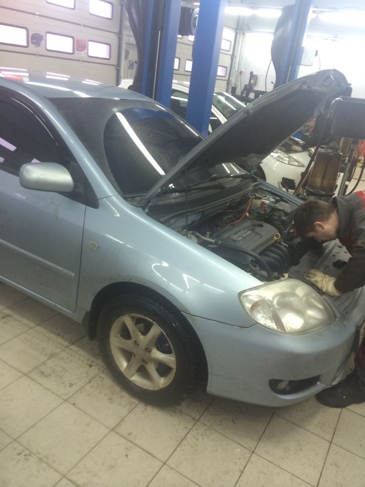 Замена масла в двигателе — Toyota Corolla (120), 1,6 л, 2005 года ...