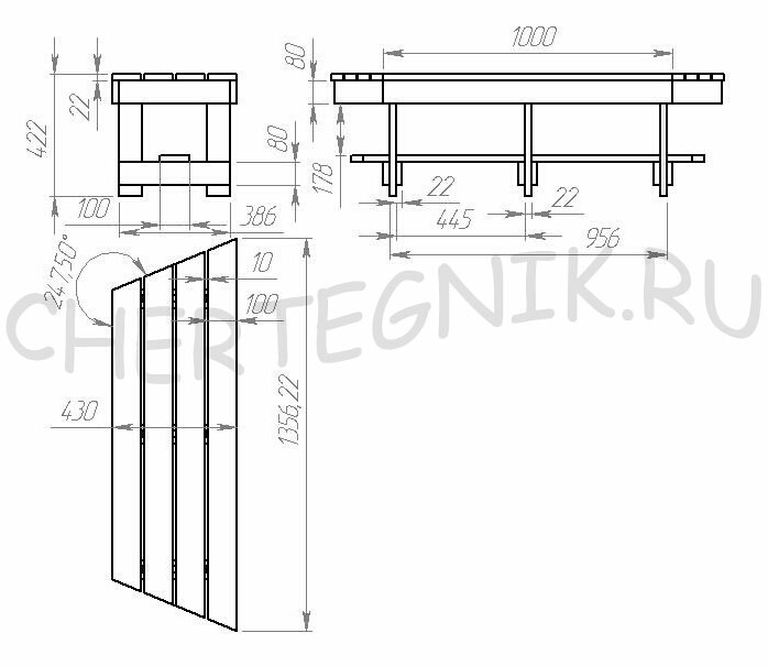 Скамейка для бани из дерева чертежи