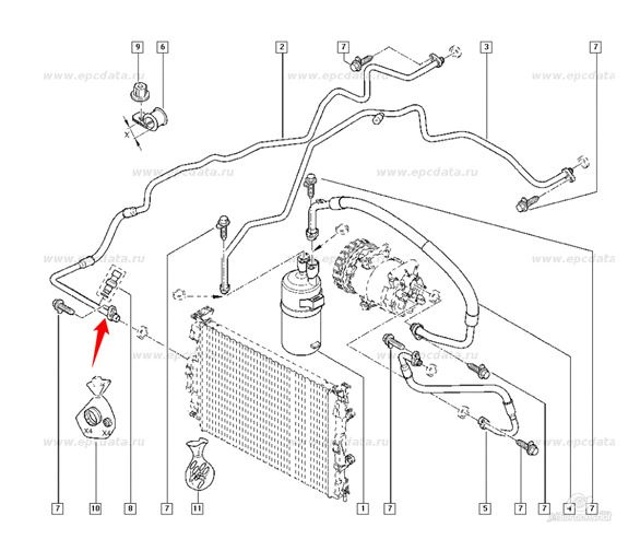 Трубка кондиционера рено меган 2 от радиатора до компрессора