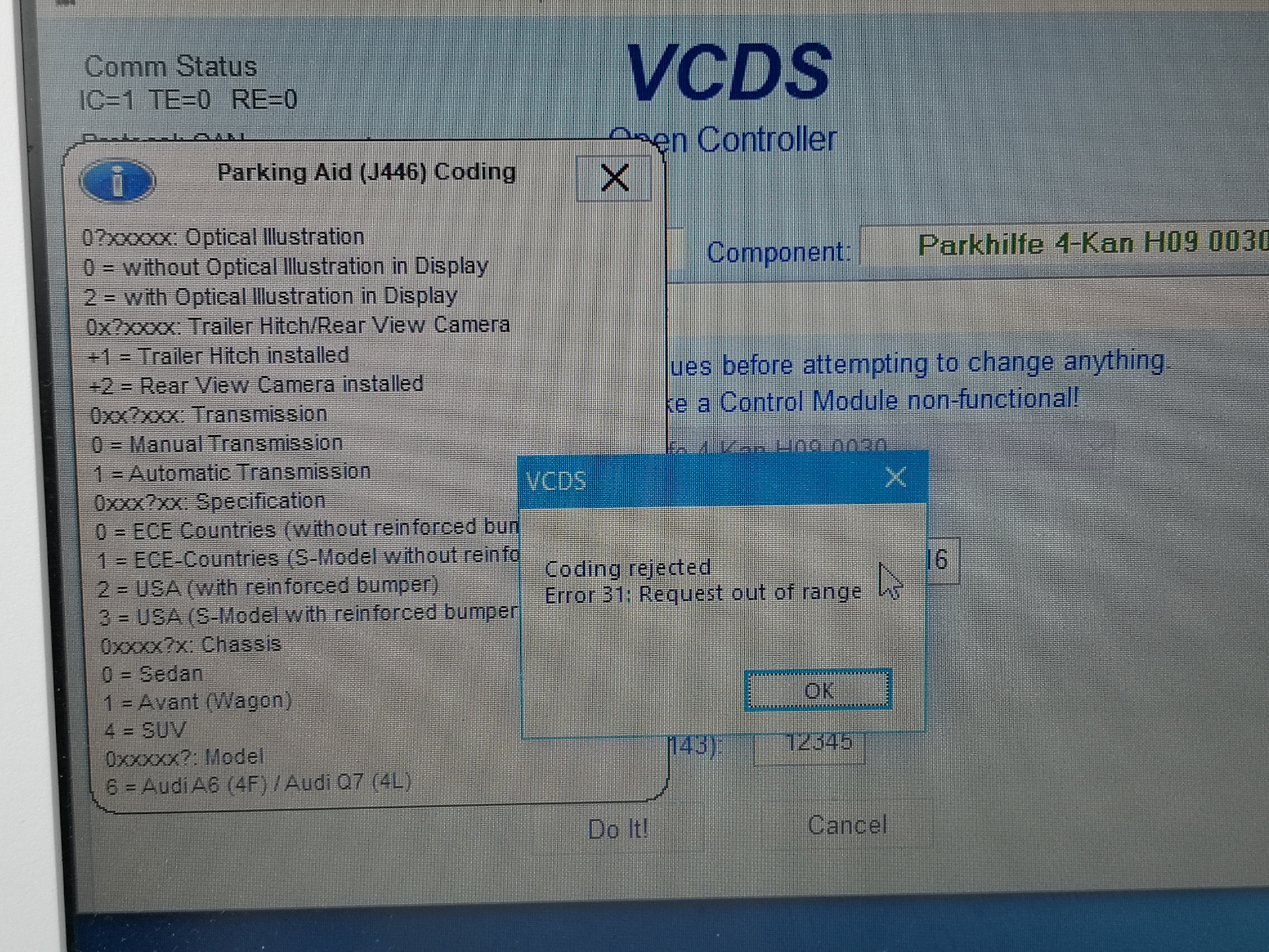 Error rejected. Error rejected