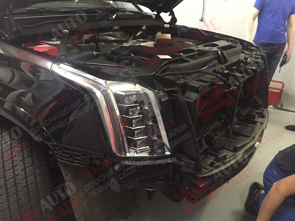 Установка защитной сетки для радиатора в бампер Cadillac Escalade ...