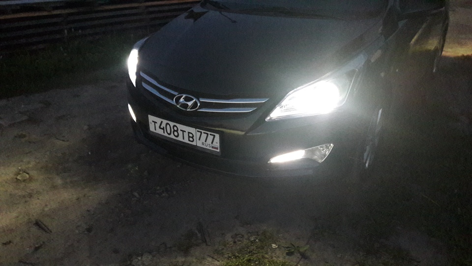 LED в фары и задний ход! — Hyundai Solaris, 1,6 л, 2016 года | тюнинг ...