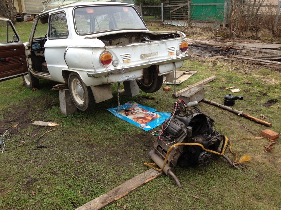 коробку поставил, двиг поставил и убил корзинку сцепления))) — ЗАЗ 968 ...