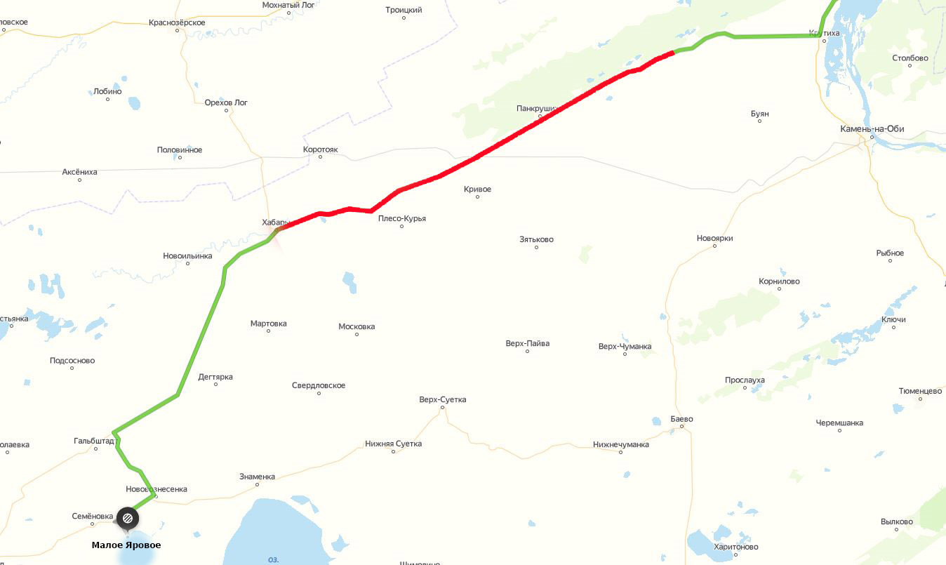 Карта маршрута барнаул яровое