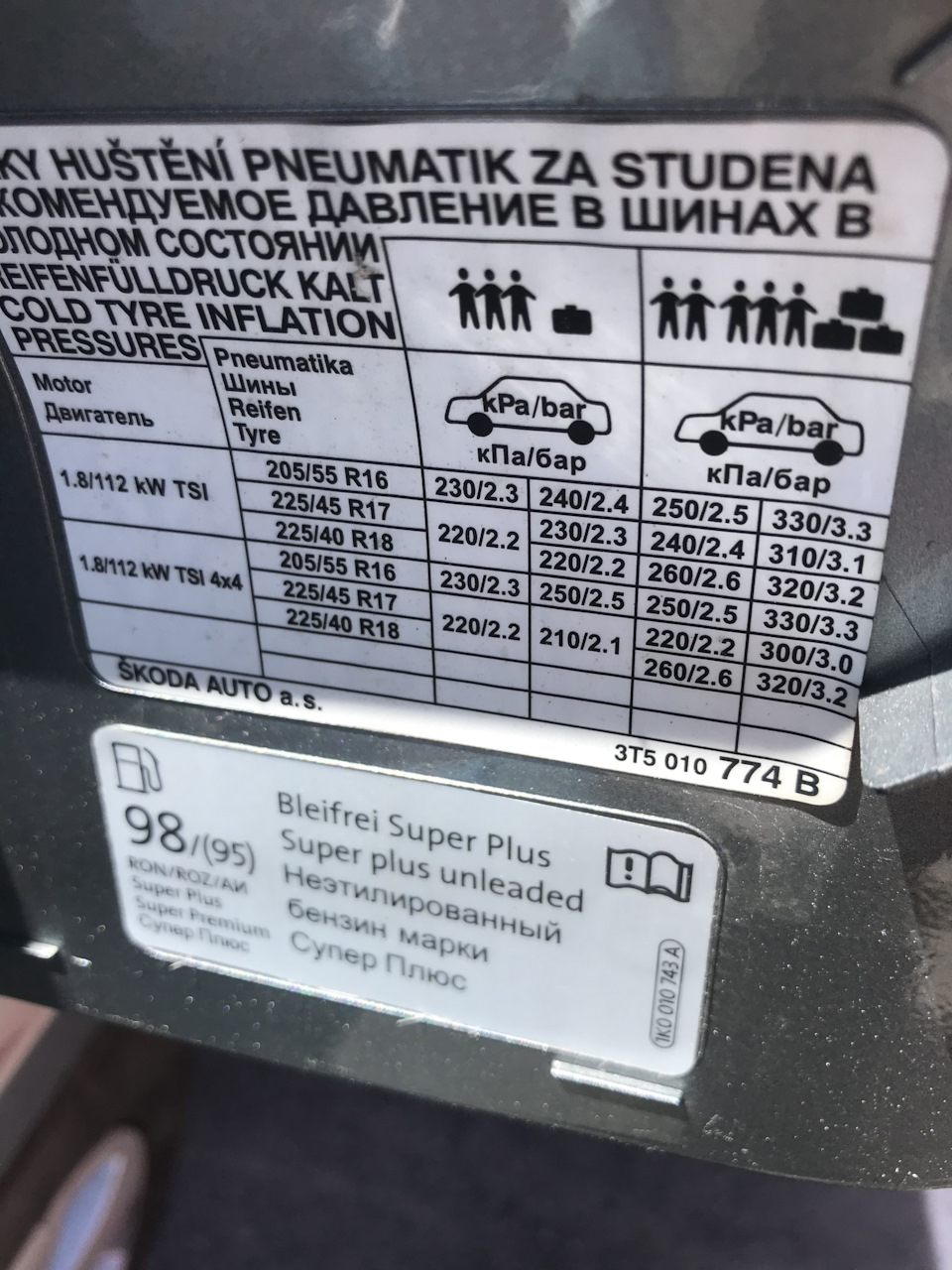 Давление в колесах шкода. Давление в колесах шкода