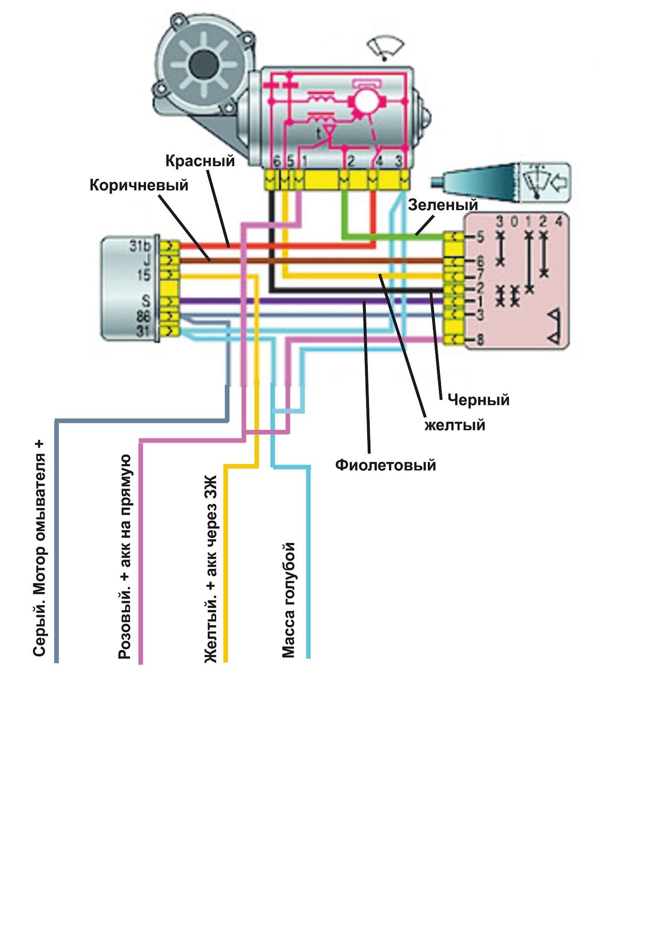 Схема подключения реле дворников газель