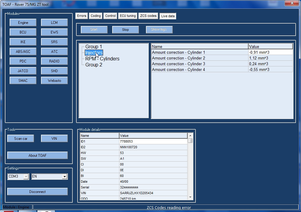 Module tool. Rover 75 TOAF. Диагностика Ровер 75 TOAF. BCU для Rover 75. Тоаф.