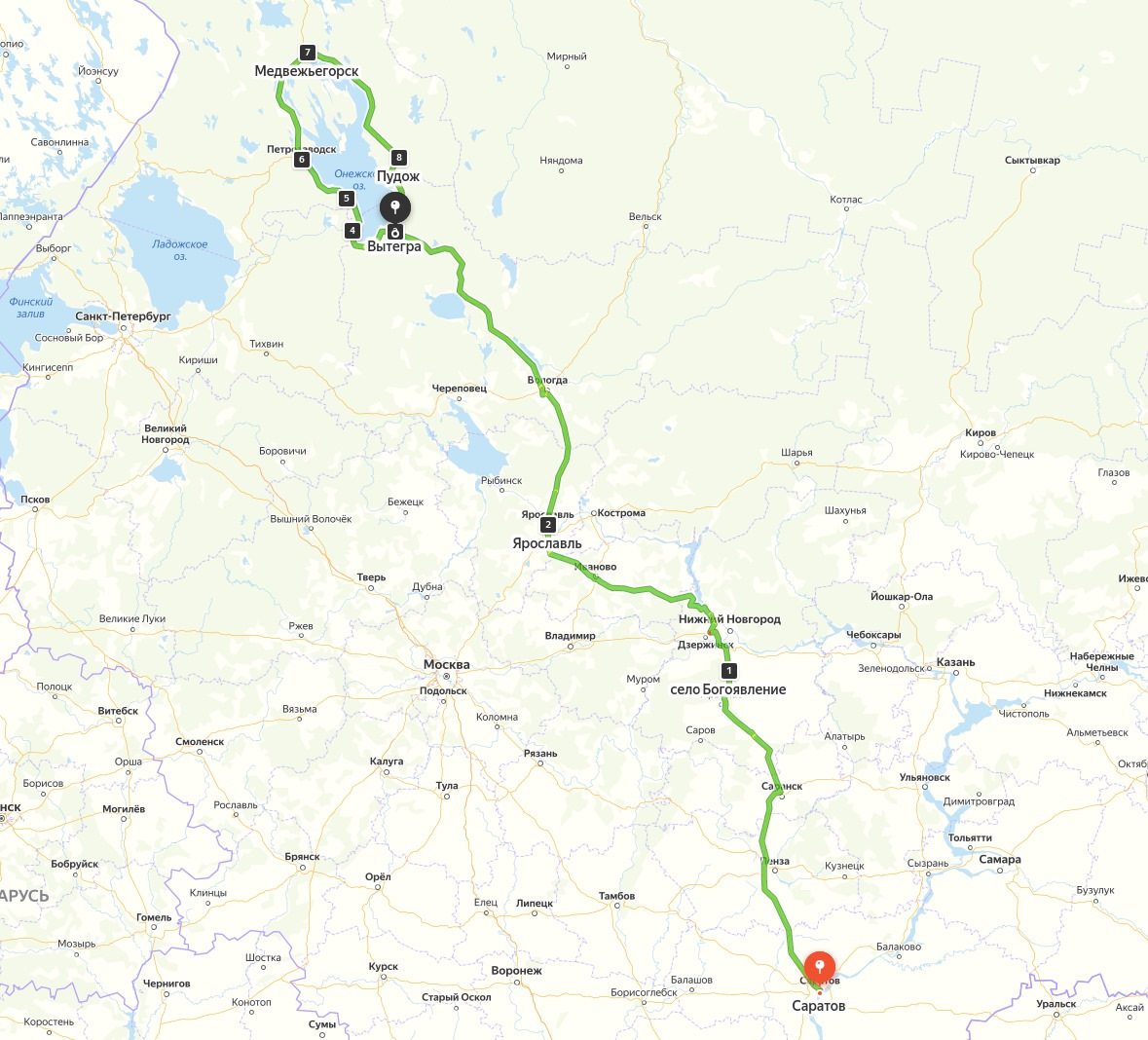 Расстояние от саратова до москвы на машине