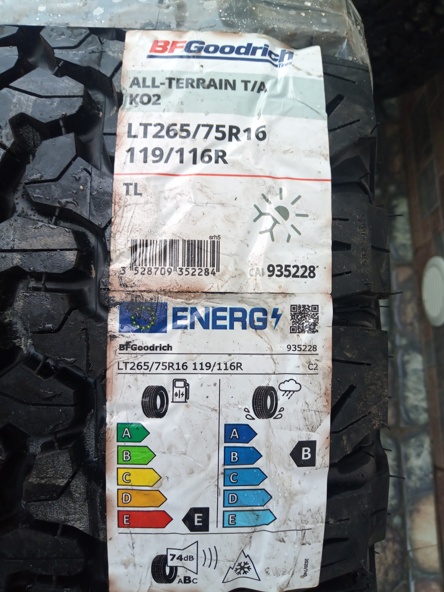 Маркировка шин bfgoodrich all terrain a t ko2