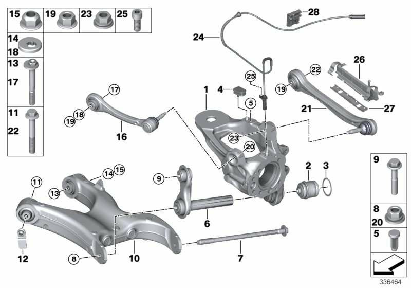 Замена рычага заднего H образного — BMW X5 (E70), 3 л, 2008 года