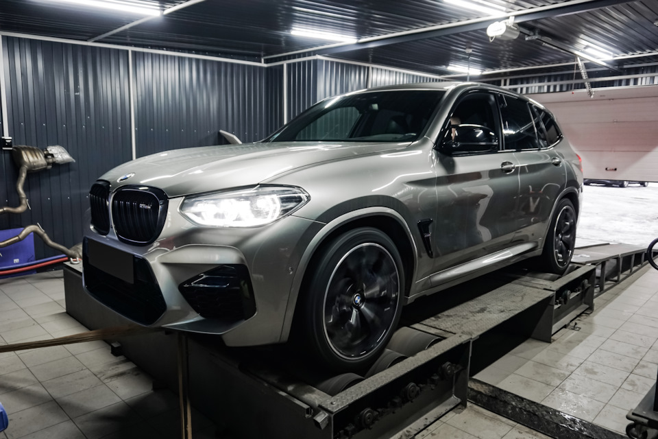 BMW X3m Competition. Stage 2, Замер мощности на стенде. Даунпайп