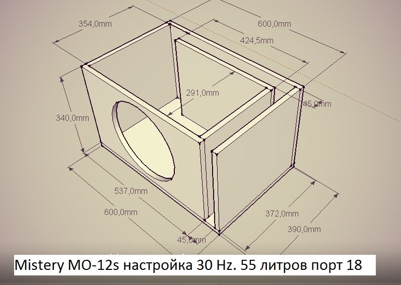 Схема короба для динамика