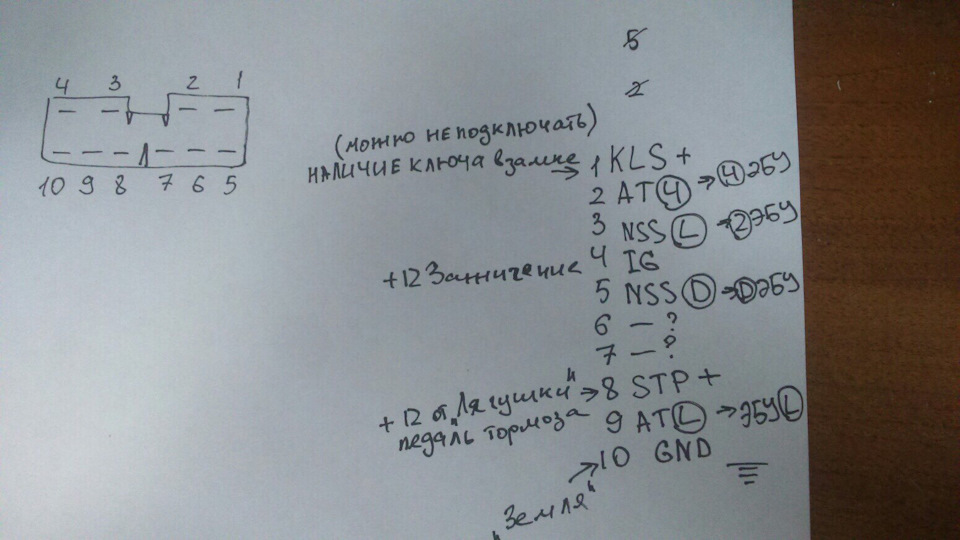 распиновка селектора акпп тойота