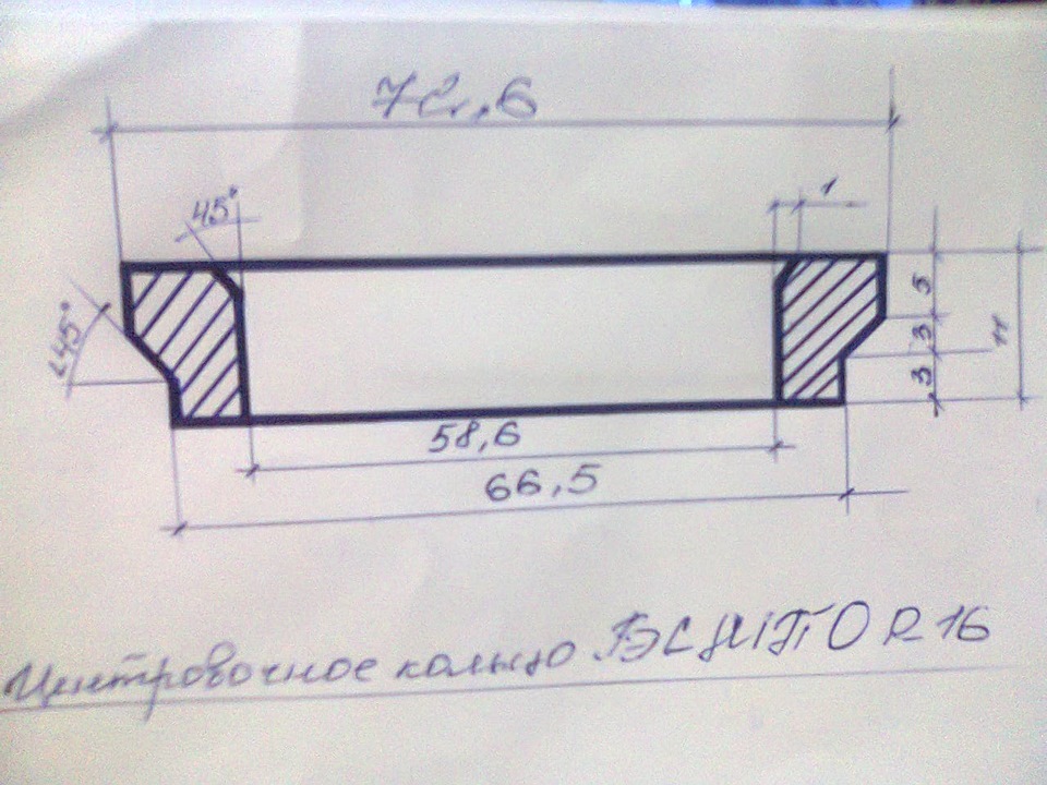 Чертеж подкладного кольца