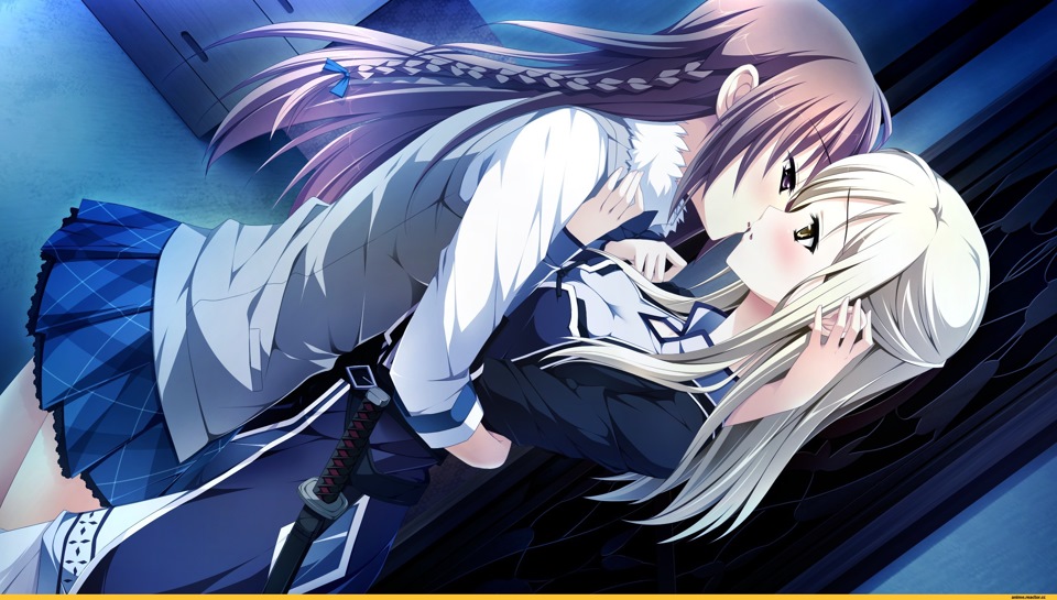Anime girl kissing girl