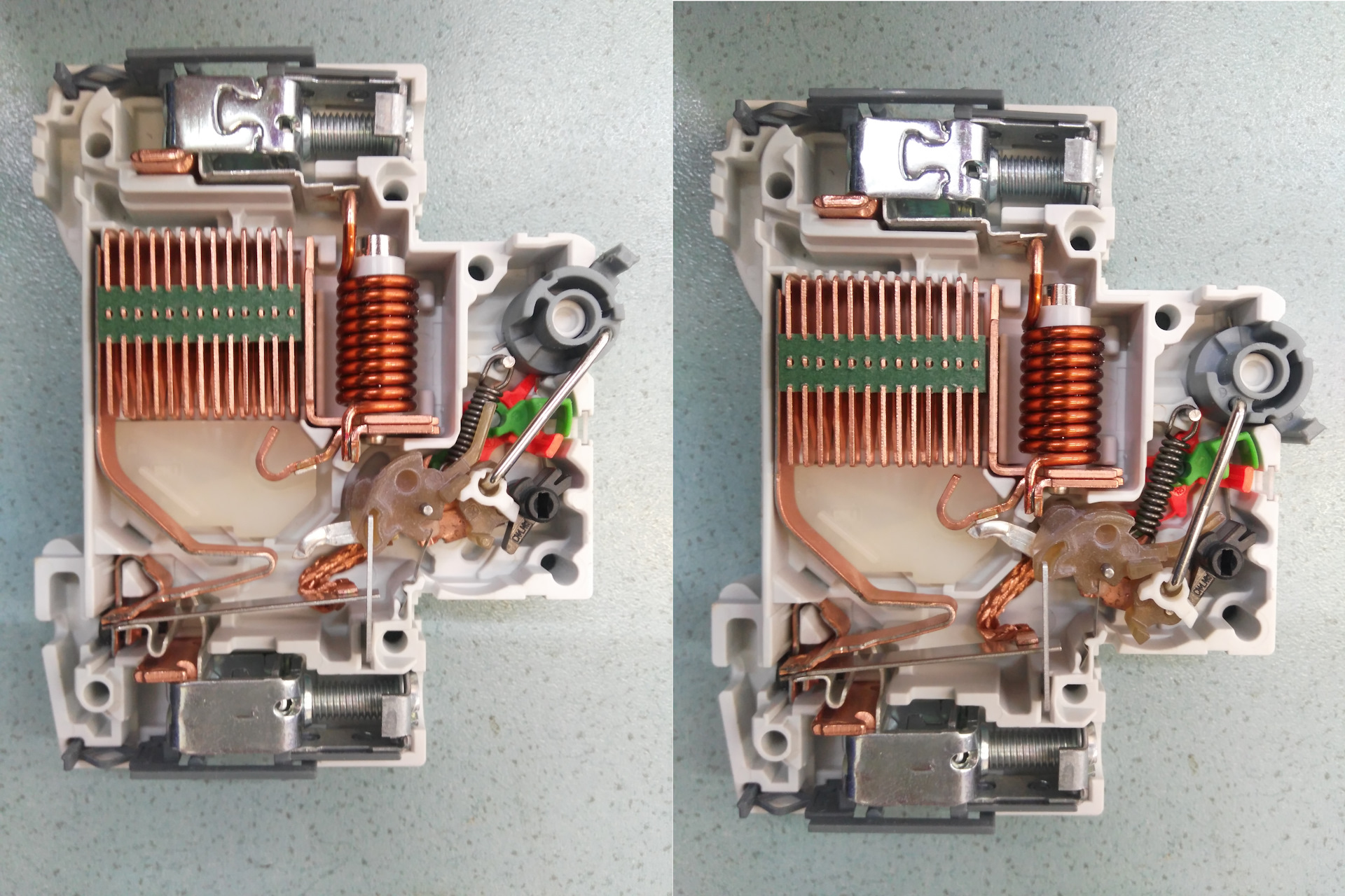 Встроенный автоматический выключатель. ABB автоматический выключатель в разрезе. Автоматический выключатель 6а устройство. Из чего состоит автоматический выключатель 16а. Электромагнитный расцепитель ап-50.