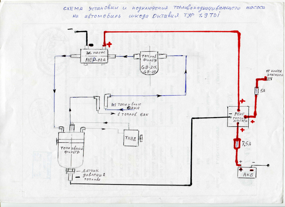 Схема подключения бензонасоса низкого давления