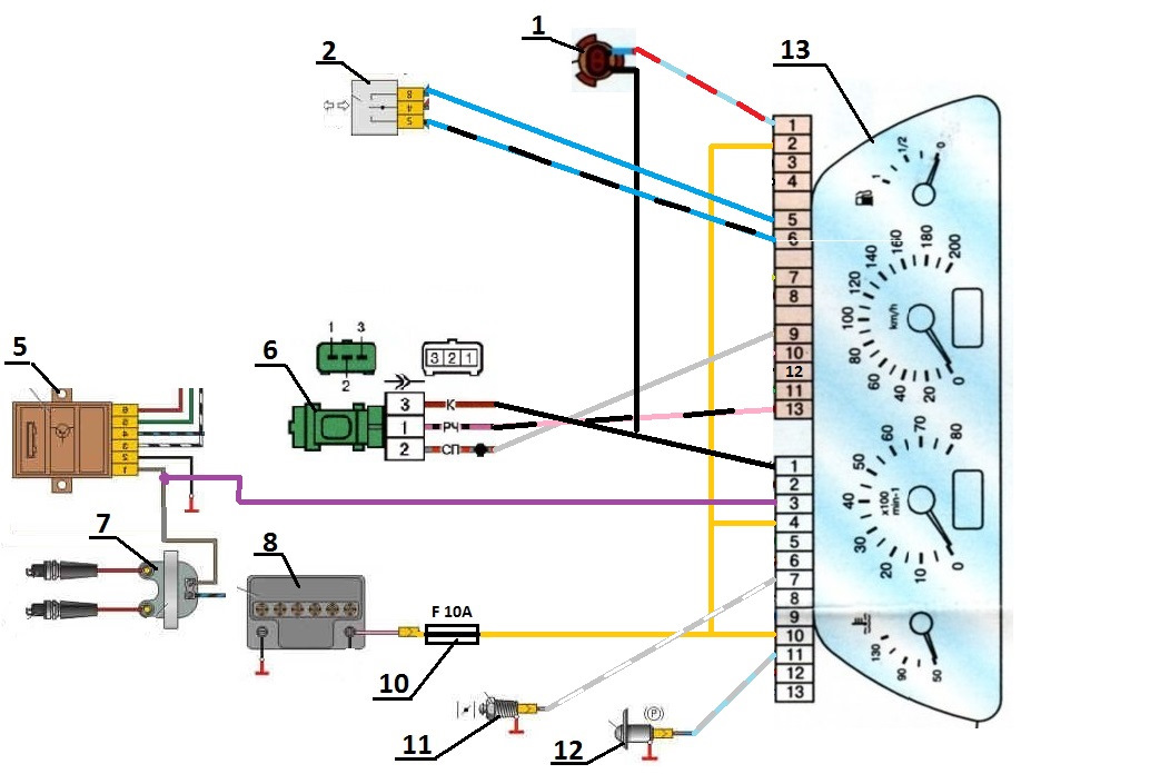 Ваз 2112 схема тахометра
