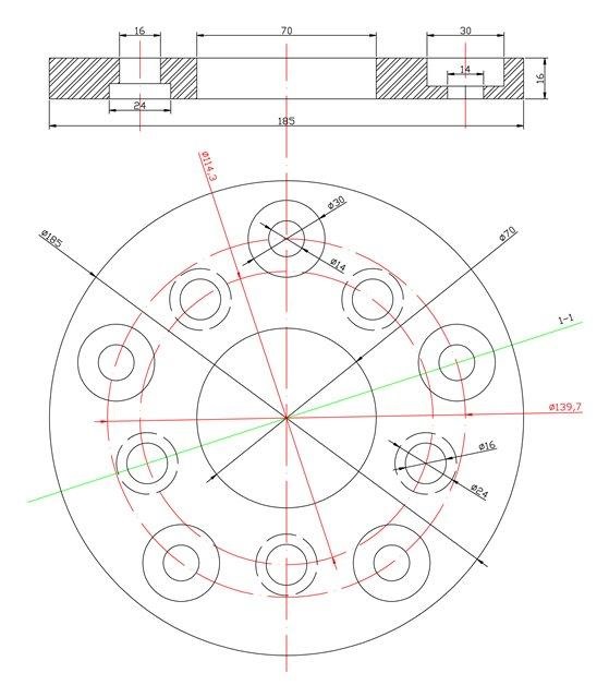 Чертеж проставки 5х120