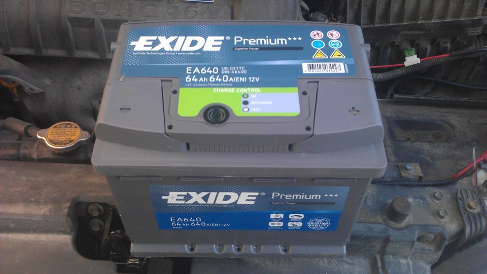 Аккумулятор Exide Premium EA640 12V 64 А/Ч — Hyundai Elantra (3G), 1,6 л,  2004 года, электроника