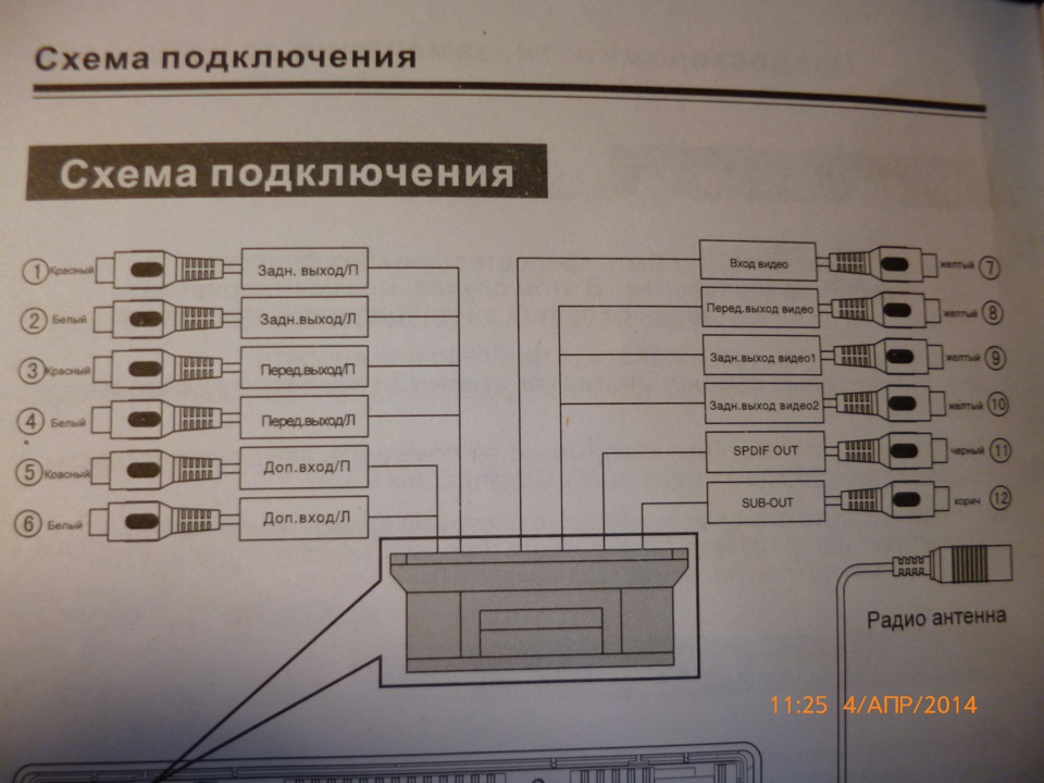 Пионер 2 дин схема подключения