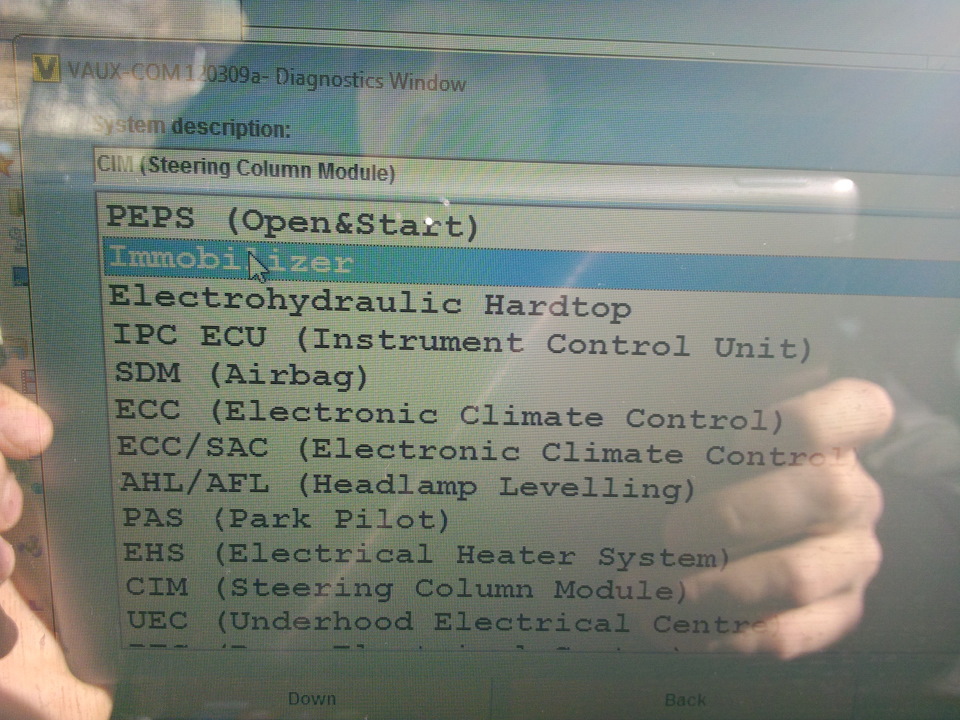 Вкладка Immobilaizer — Opel Astra H