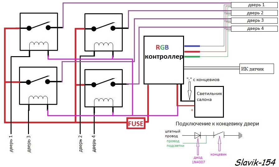 Схема подключения концевиков микроволновки