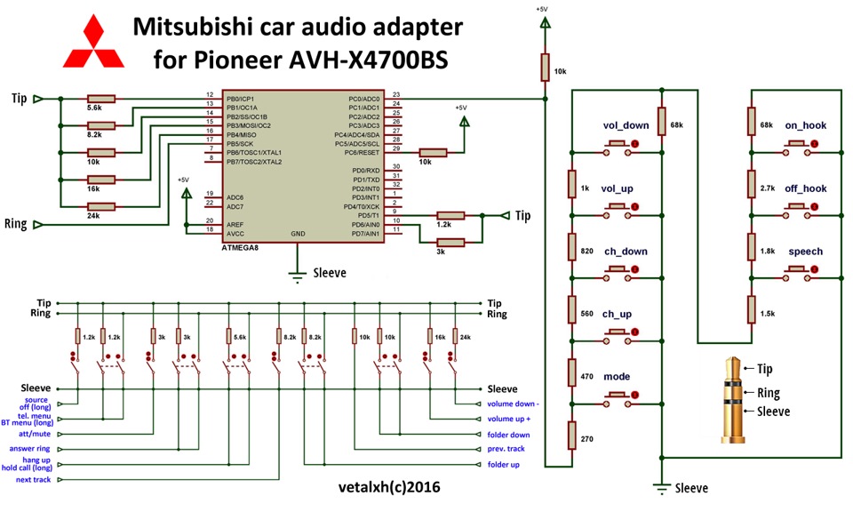 The buttons adapter multifunction 4 for Pioneer AVH-X4700BS