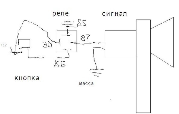 Схема подключения пневмо гудка через реле