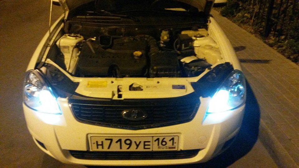 Установка диодных габаритов. — Lada Приора седан, 1,6 л, 2014 года ...