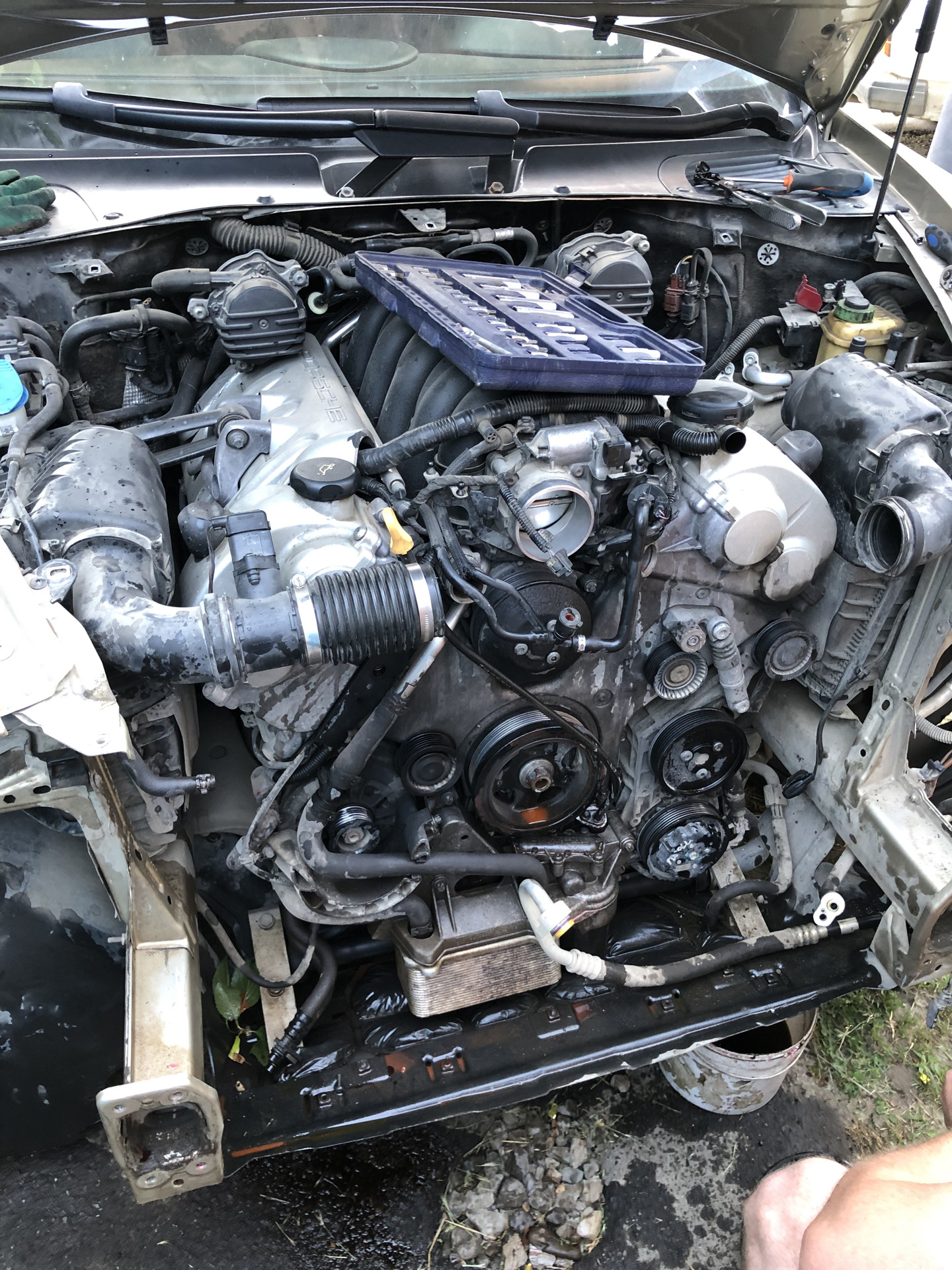 Снятие двс - Porsche Cayenne (1G) 955/957, 4,3 л, 2003 года тюнинг DRIVE2