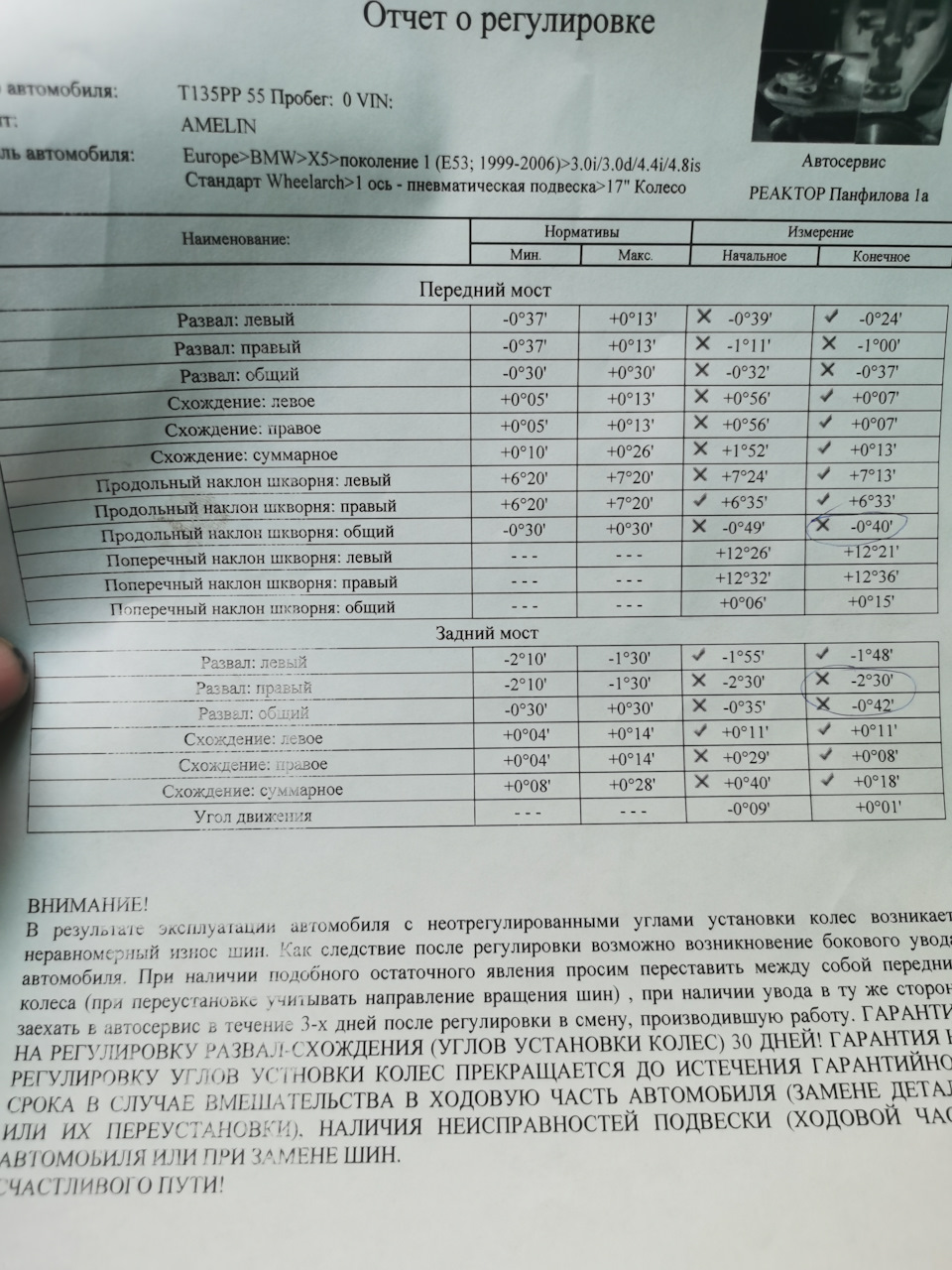 Развал-схождение. — BMW X5 (E53), 3 л, 2001 года | своими руками | DRIVE2