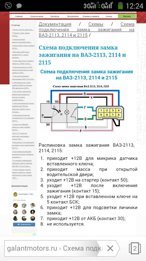 Распиновка замка зажигания ваз 2114 » Драйв - всё про авто