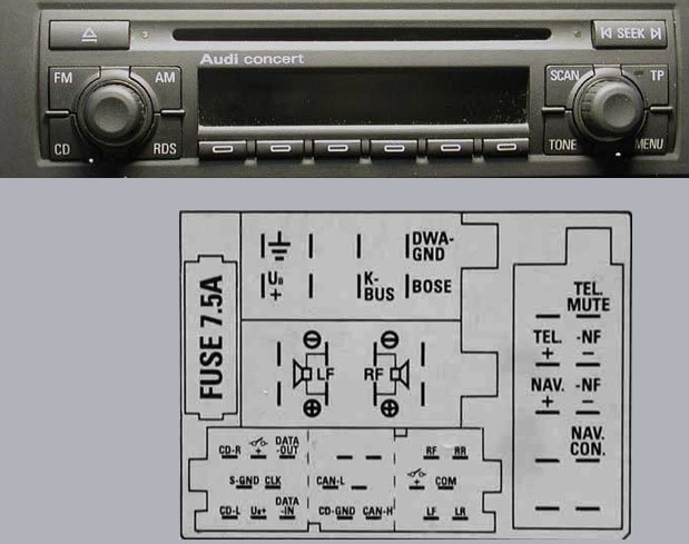 Ауди концерт магнитола схема подключения