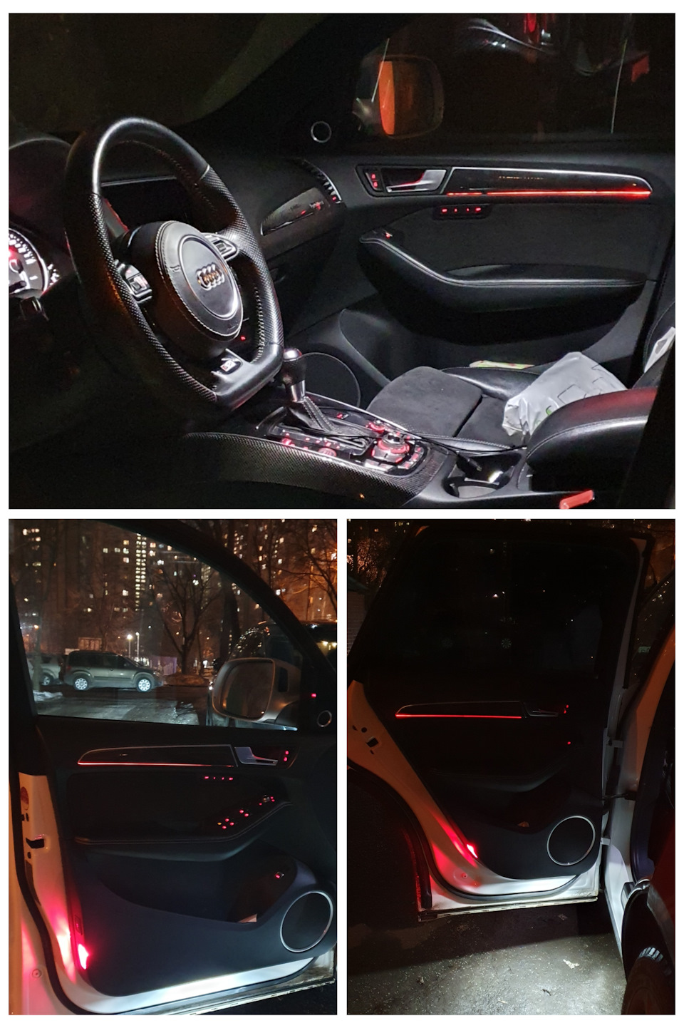 Видно разрывы линии, но это из-за того, что ленты наклеены горизонтально( Ну ничего, доработаем! — Audi Q5 (1G)