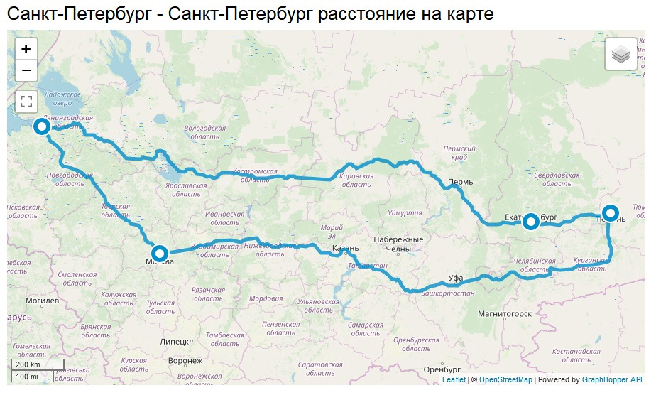 Маршрут пермь санкт петербург на машине карта