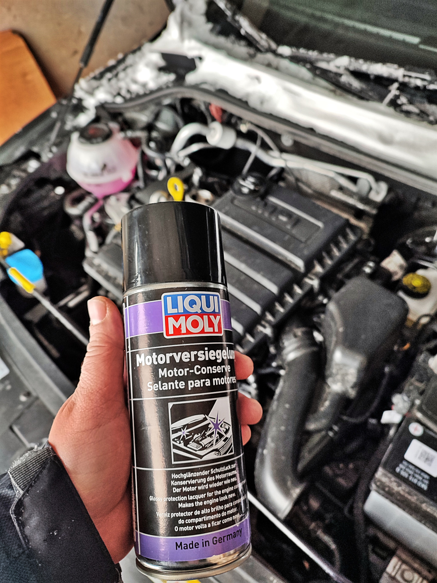 Moly motor. Ликви Молли молуген Фольксваген поло. Кофта Volkswagen Liqui Moly. WV Polo Liftback жор масла.