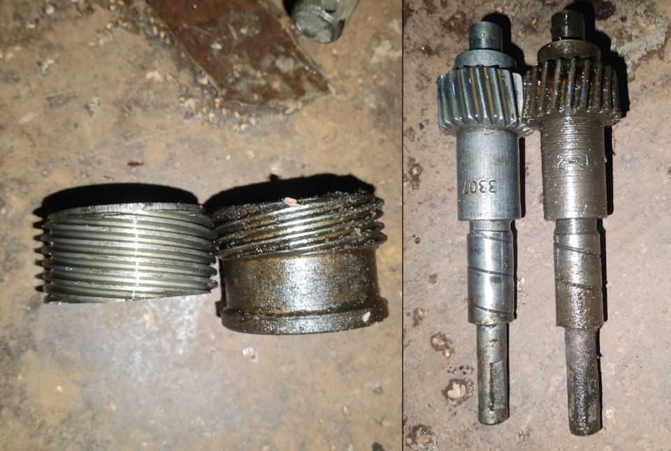 Слева шестерни ГАЗ 53 (маркировка 3307), справа 52-04 — ГАЗ 53