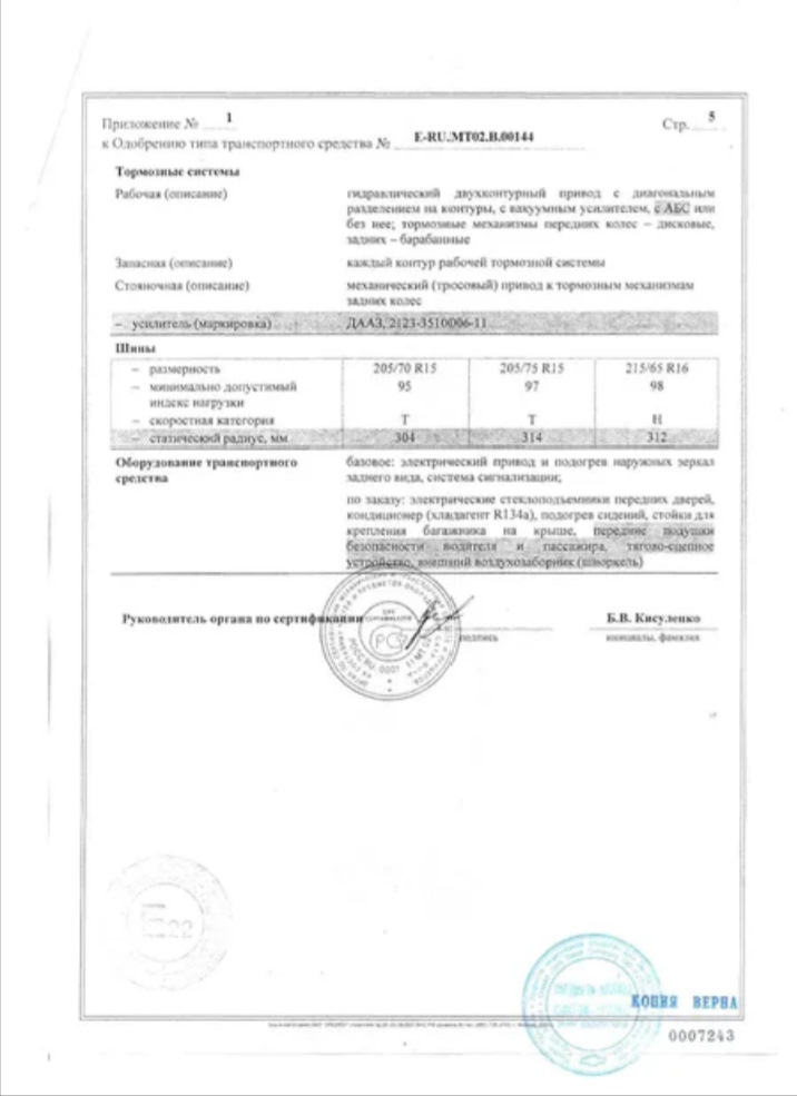 Оттс нива 21213 список допустимого дополнительного оборудования