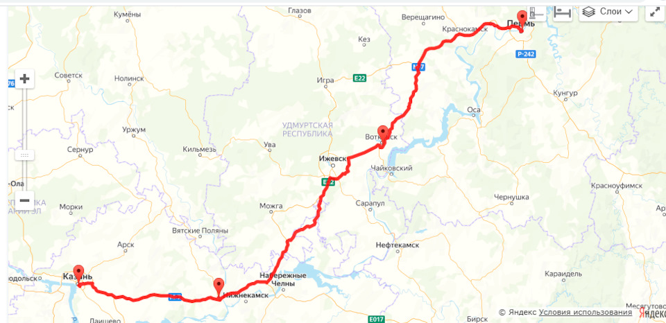 Проложить маршрут пермь казань