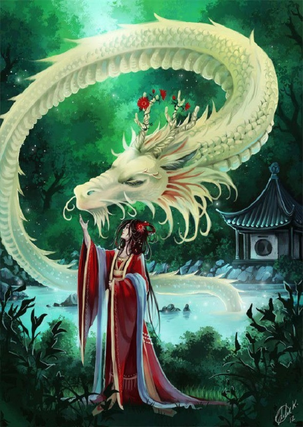Легендарный китайский. Китайский демон Яогуай. Байлун дракон. Китайский белый дракон Байлун. Японский дракон японская мифология.