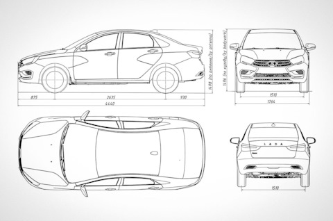 Лада приора габаритный чертеж