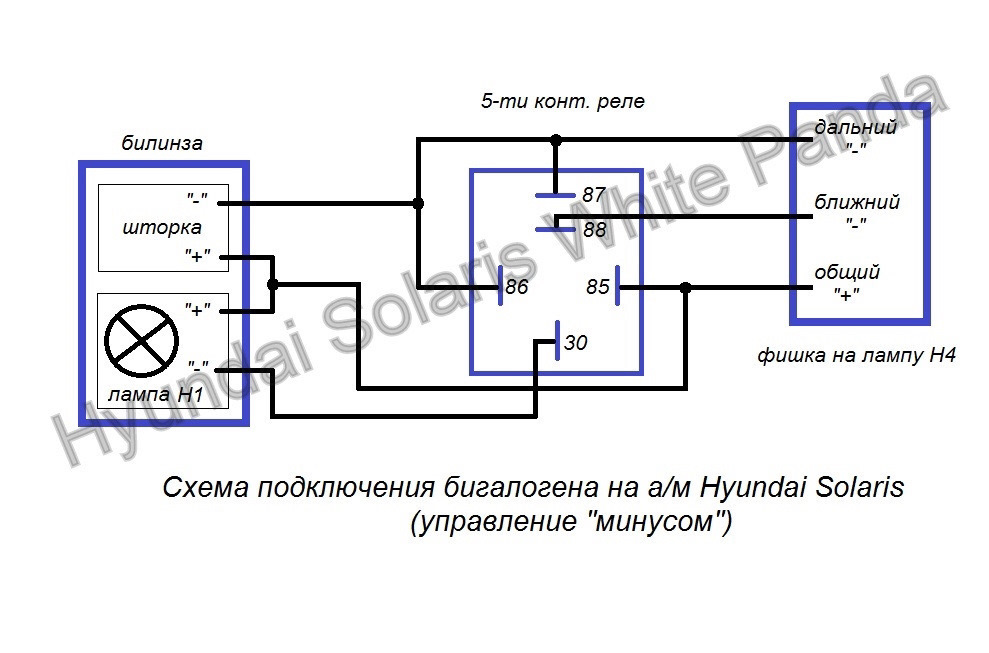 Схема подключения лампы h4