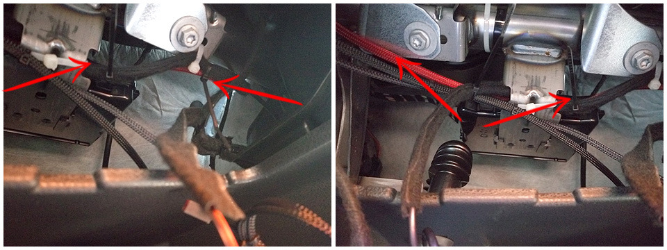 Проводка получилась максимально скрытой. Две черных змейки — проводка к БК — Lada XRAY