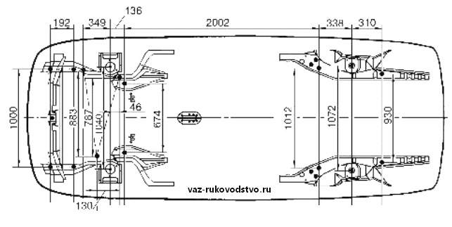 Контрольные точки геометрии кузова ВАЗ 2110, 2111, 2112