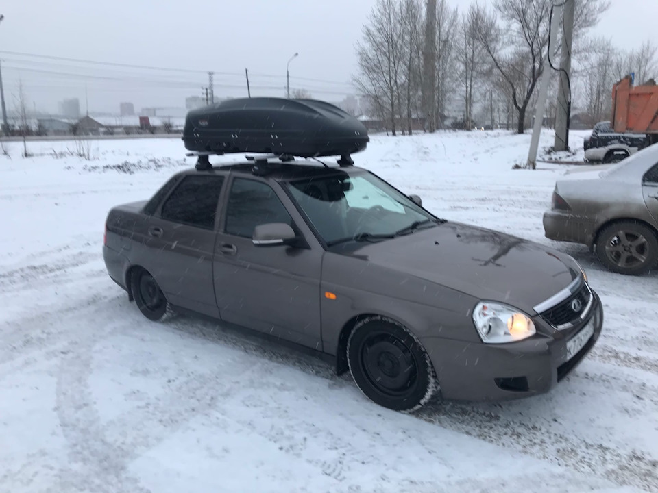 Автобокс на крышу Turino 1 на 410 л — Lada Приора седан, 1,6 л, 2016 ...