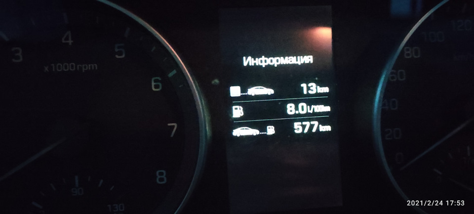 Расход топлива. — Hyundai Elantra (6G), 2 л, 2017 года | наблюдение ...